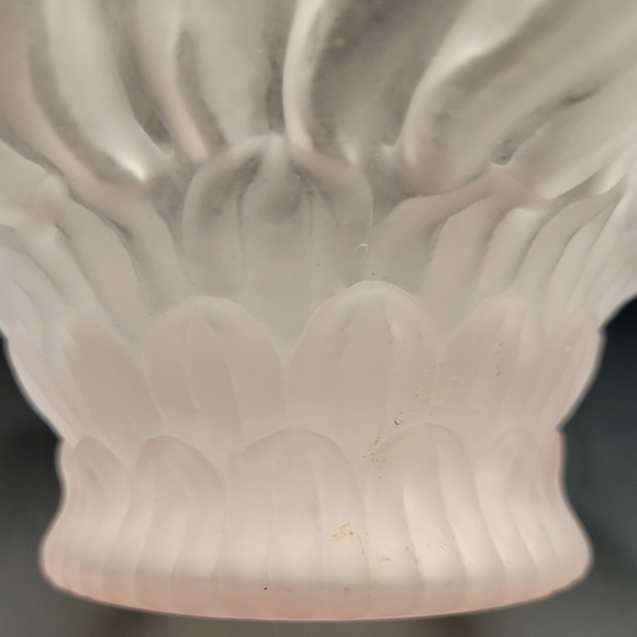 Vintage Frosted Pink Glass Bonbon Crimped Edge Depression Glass Vase - Picture 2 of 7